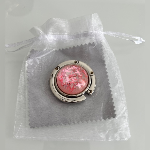 Foldable Bag Hook/Purse Hanger - Breast Cancer - Handmade - Fits most Tables - Picture 6 of 7